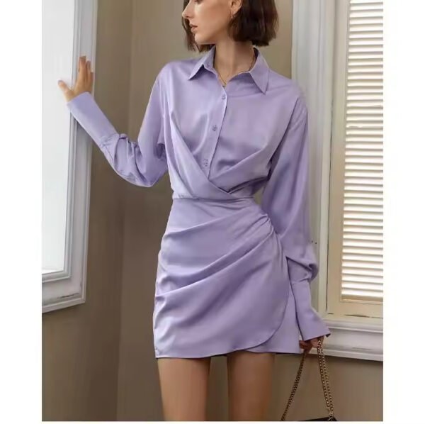 New Women's French Long Sleeve Dress with Cross Design - Image 3