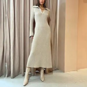 Autumn Winter Elegant Casual Jersey Dress for Women