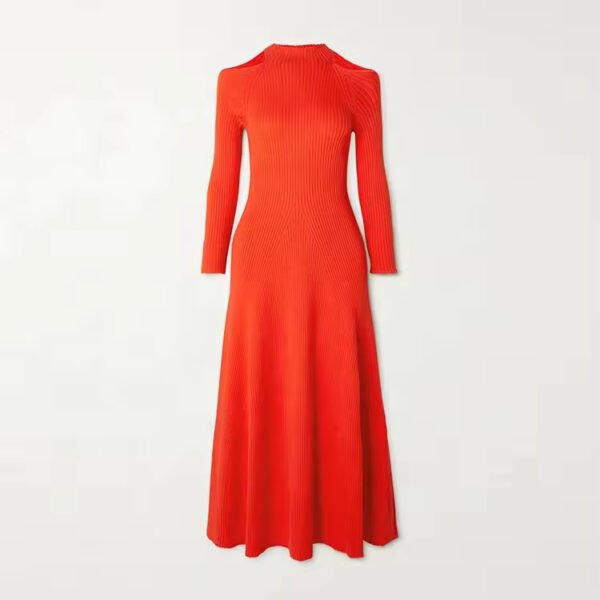 Knitwear Manufacturers Custom Red Rib Half High Collar Long Sleeve - Image 3