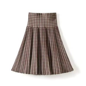 Summer Fashion High Waist Stretch Women Knit Pleated Skirt