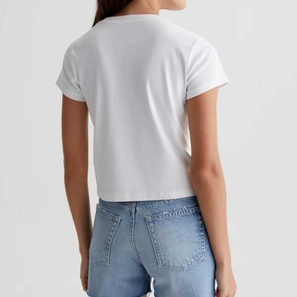 Women's Cropped Crewneck Tee Vintage 90s Cotton Blend Rib Knit - Image 3