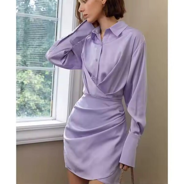New Women's French Long Sleeve Dress with Cross Design - Image 2