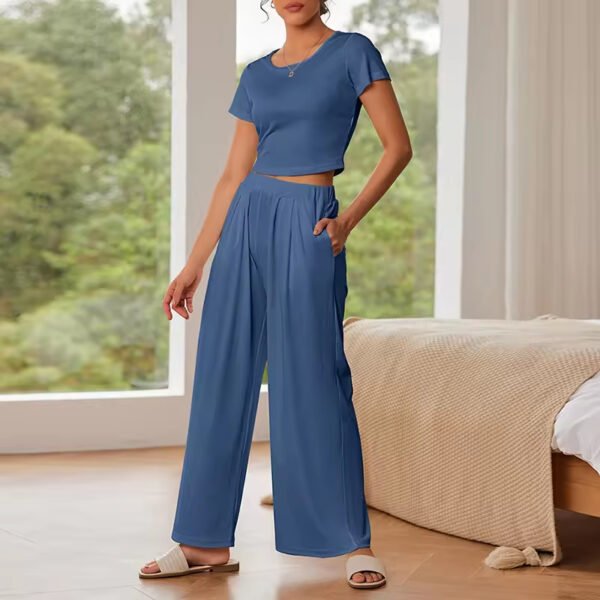 Hot Sale Fashion Ladies Knitted Solid Color Loose Comfortable Suit - Image 2