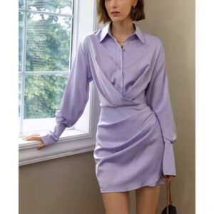 New Women's French Long Sleeve Dress with Cross Design