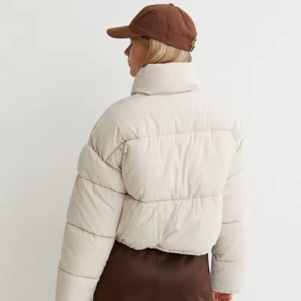 Long Sleeve Full Zipper Baggy Puffer Short Cropped Jacket Coat - Image 2