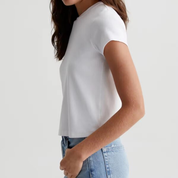 Women's Cropped Crewneck Tee Vintage 90s Cotton Blend Rib Knit - Image 2